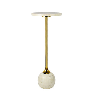 Evelyn 26" Modern Glam Metal/Resin Mosaic Pedestal Drink Table